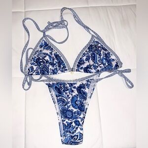 Blue Floral Bikini Set